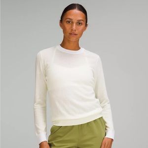 Lululemon - Silk-Blend Crewneck Sweater (Lemon Sorbet / White)